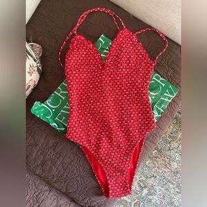 J. Crew Red One Piece Swimsuit